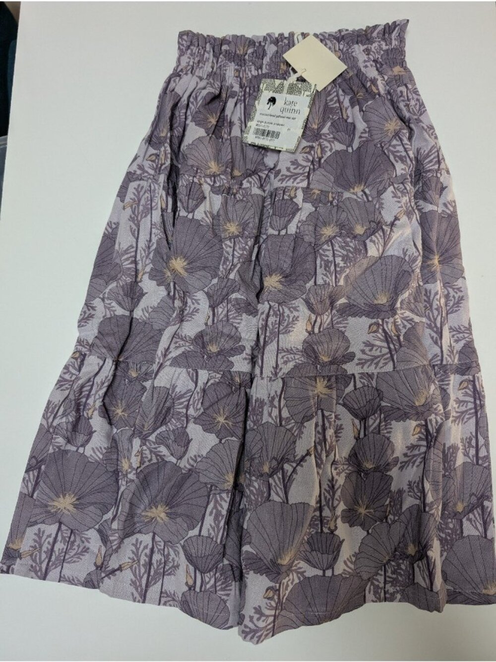 California Large Purple Poppies Maxi Skirt Organic Cotton Gauze 5Y Kate Quinn